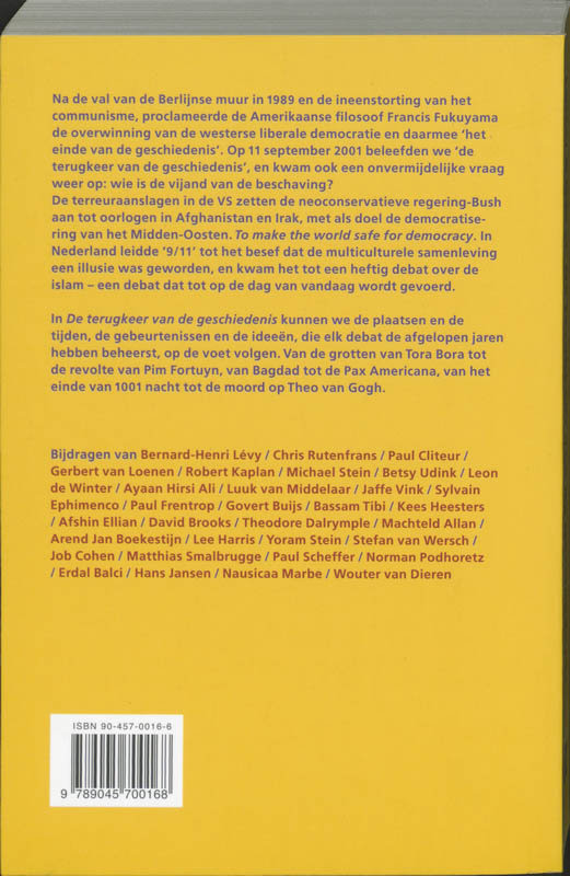 Achterkant van De terugkeer van de geschiedenis