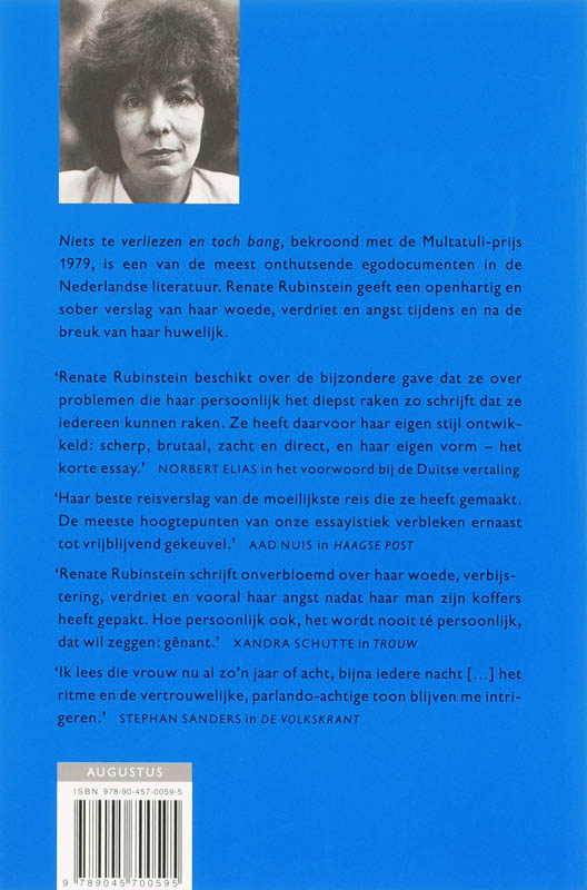 Achterkant van Niets te verliezen en toch bang