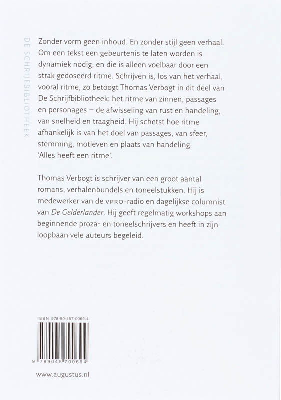 Achterkant van Schrijven is ritme