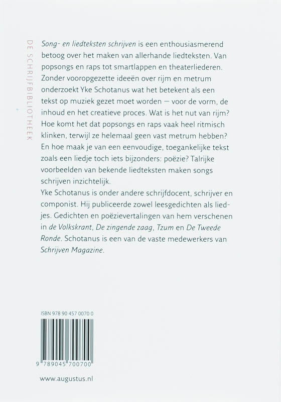 Achterkant van Song- en liedteksten schrijven