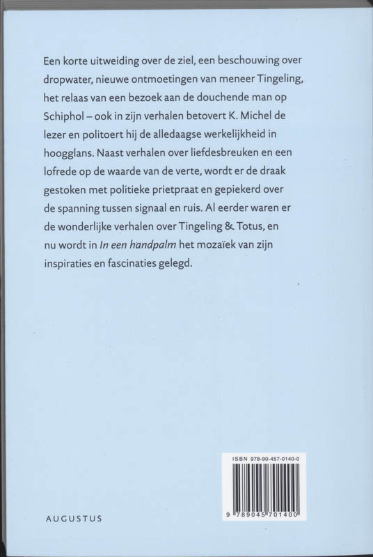 Achterkant van In een handpalm