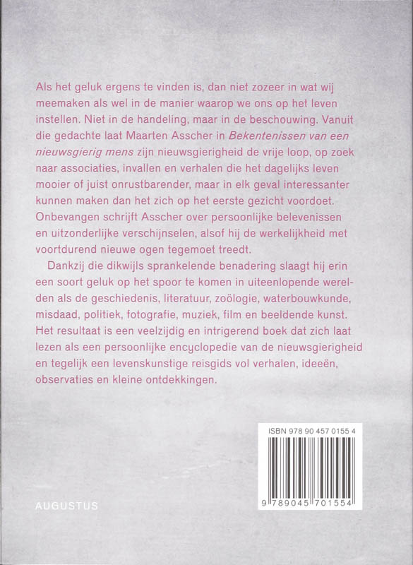 Achterkant van Bekentenissen van een nieuwsgierig mens