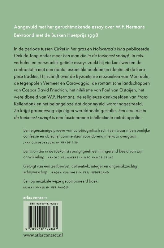 Achterkant van Een man die in de toekomst springt