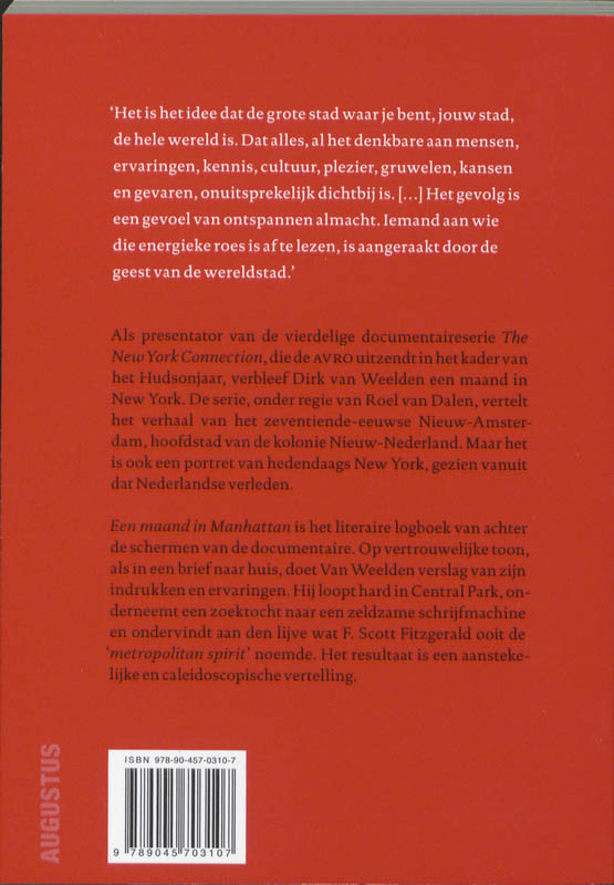 Achterkant van Een maand in Manhattan