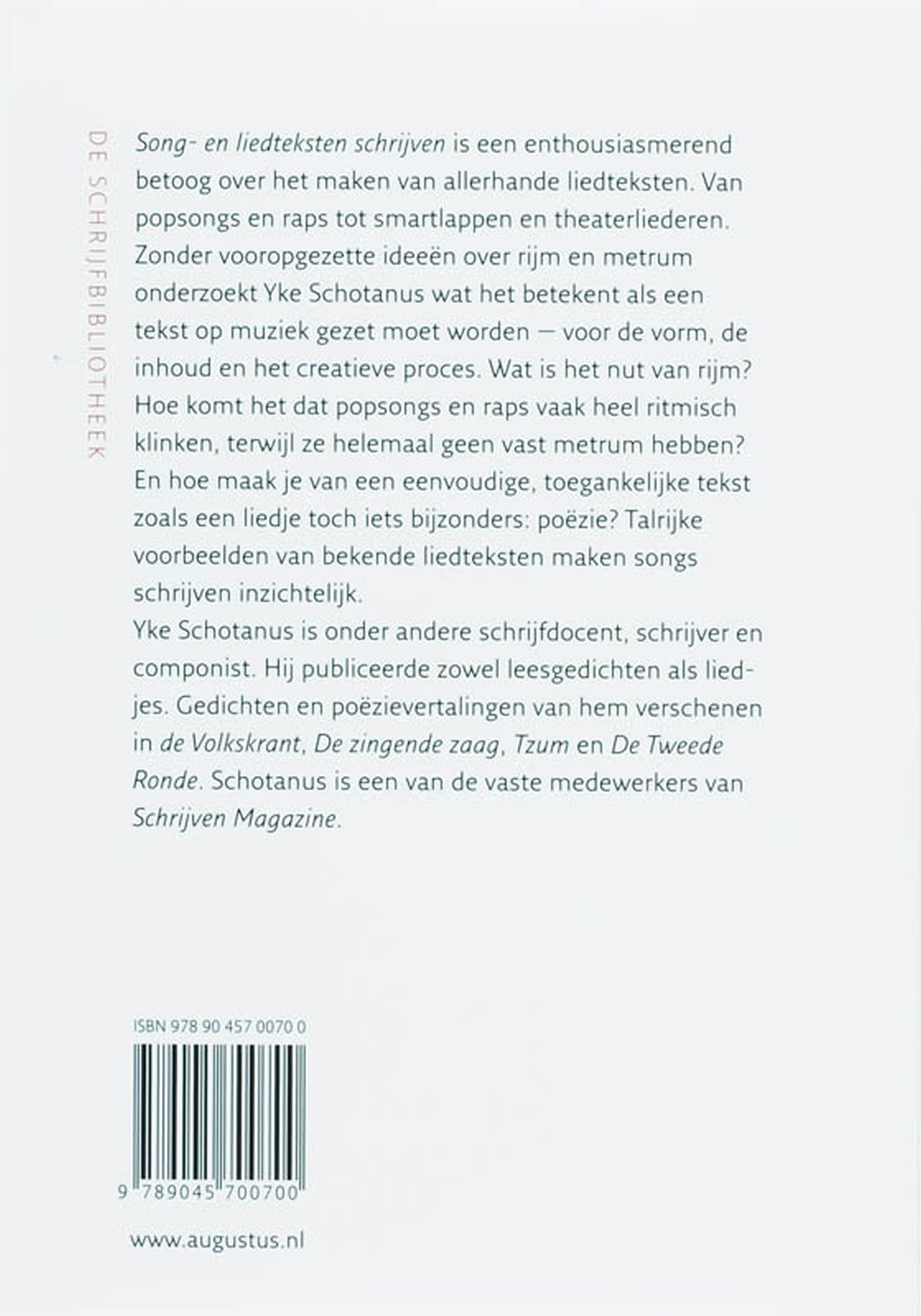 Achterkant van Song- en liedteksten schrijven
