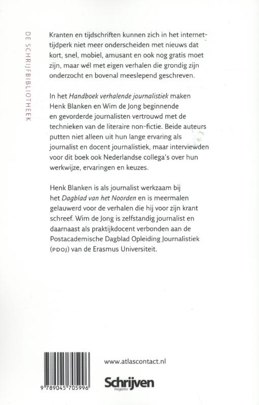 Achterkant van Handboek verhalende journalistiek