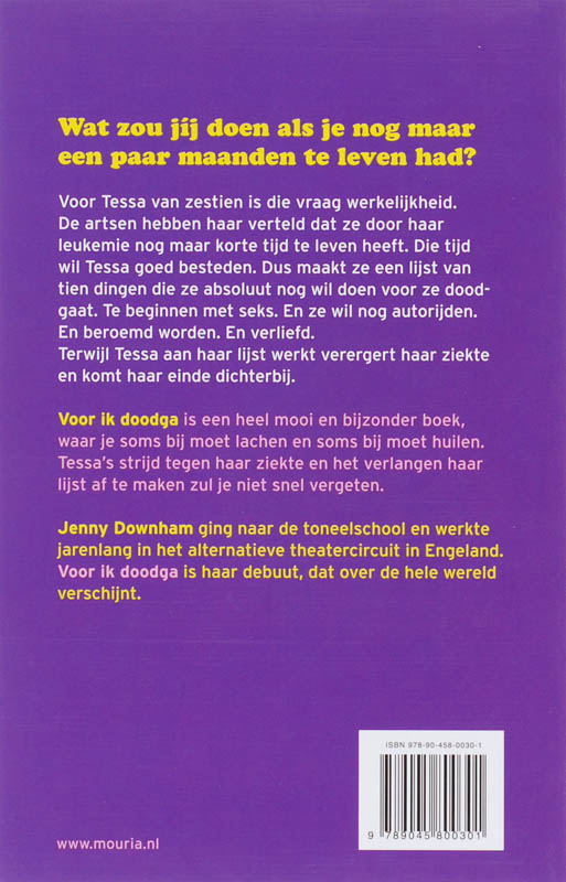 Achterkant van Voor ik doodga