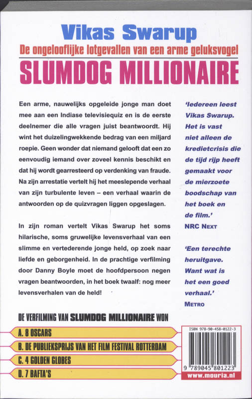 Achterkant van Slumdog Millionaire