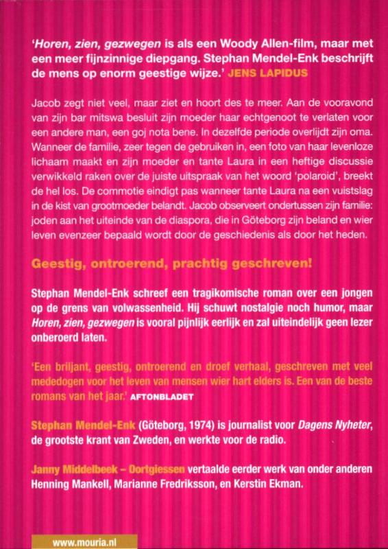 Achterkant van Horen, zien, gezwegen