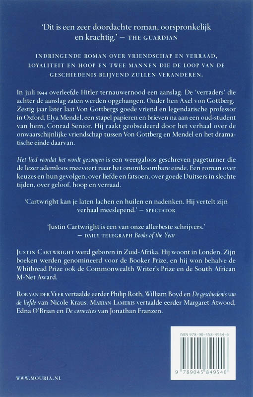 Achterkant van Het lied voordat het wordt gezongen