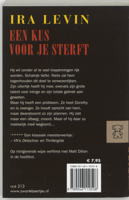 Achterkant van Een kus voor je sterft