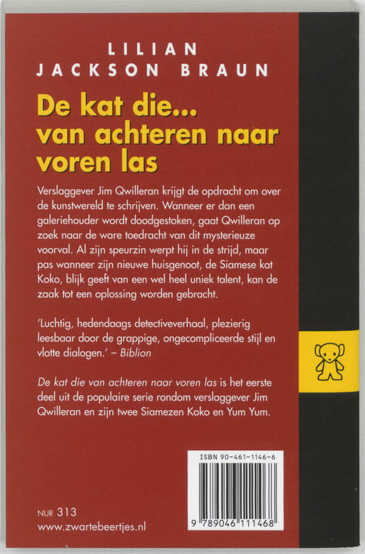 Achterkant van De kat die van achteren naar voren las