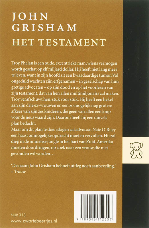 Achterkant van Het testament
