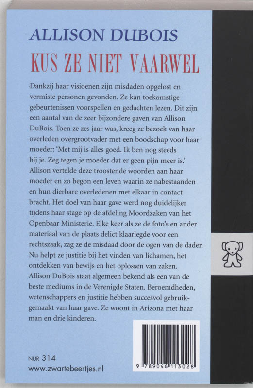 Achterkant van Kus ze niet vaarwel