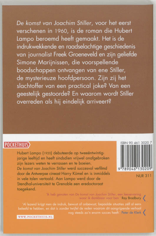 Achterkant van De komst van Joachim Stiller