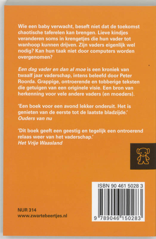Achterkant van Een dag vader en dan al moe