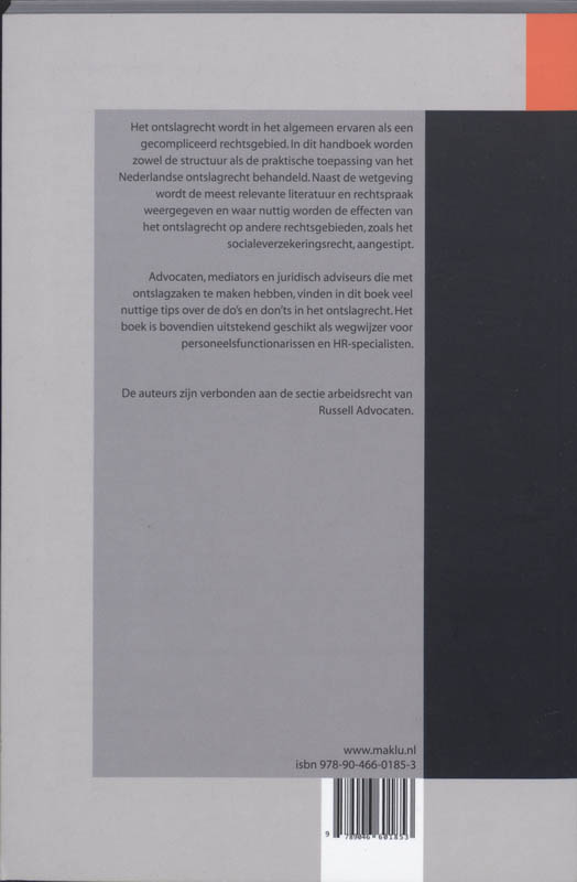 Achterkant van Handboek ontslagrecht