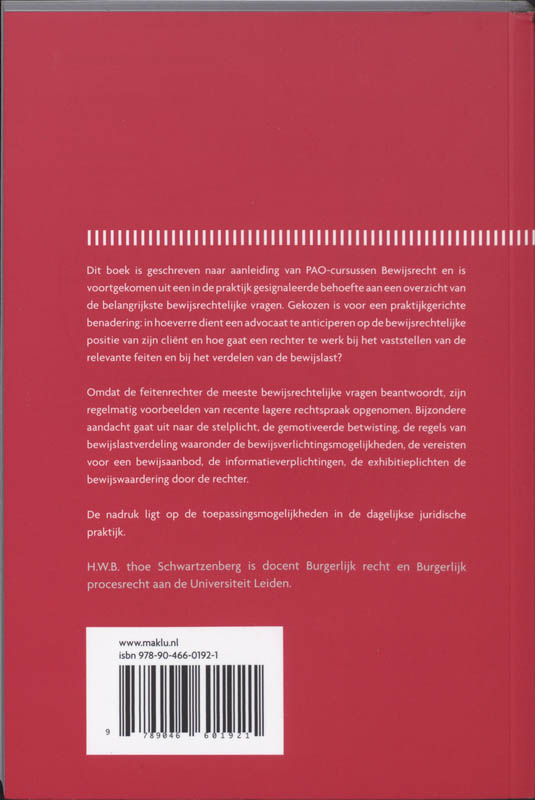 Achterkant van Civiel bewijsrecht voor de rechtspraktijk