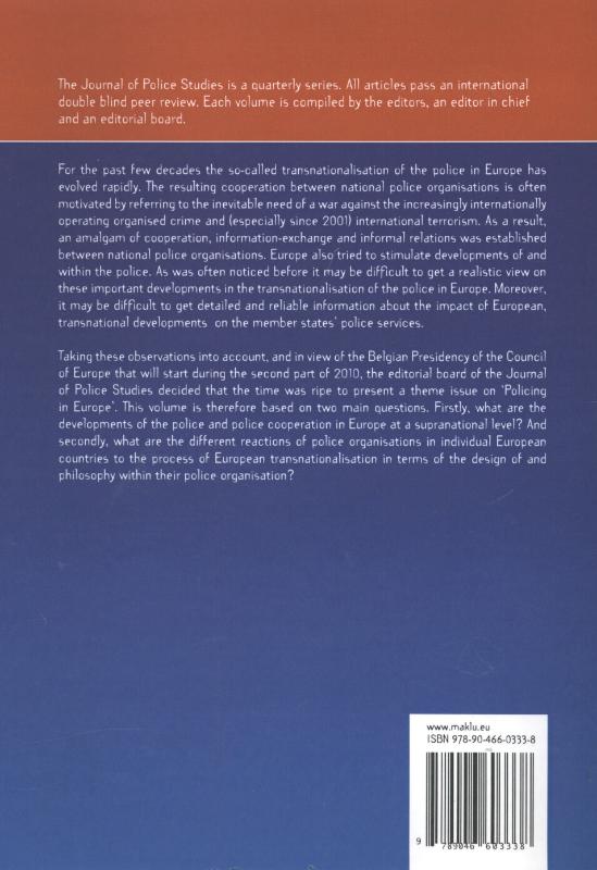 Achterkant van Policing in Europe