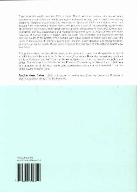 Achterkant van International health law & ethics