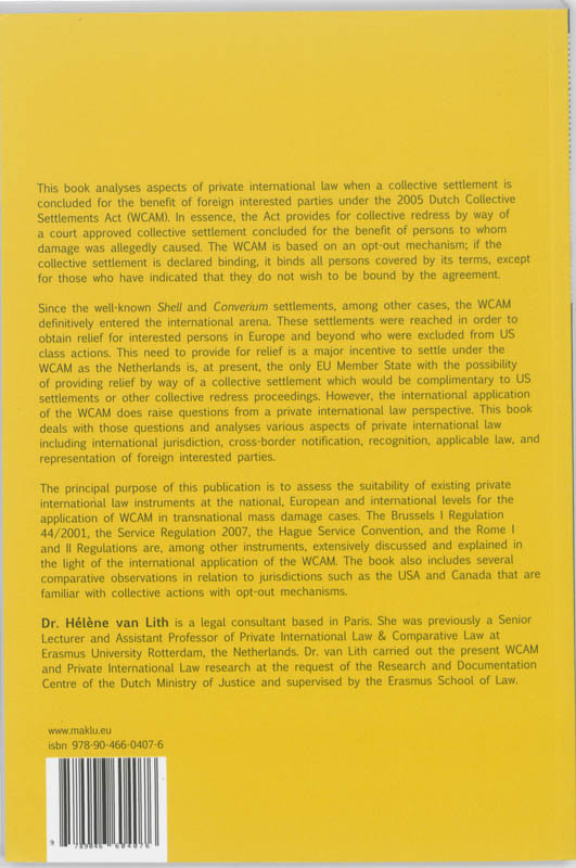 Achterkant van The Dutch Collective Settlements Act and Private International Law