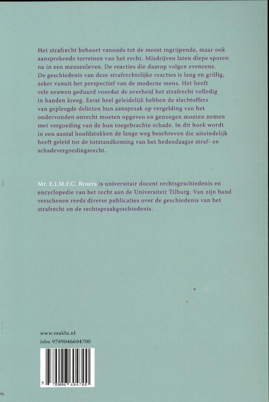 Achterkant van Geschiedenis van het straf- en schadevergoedingsrecht