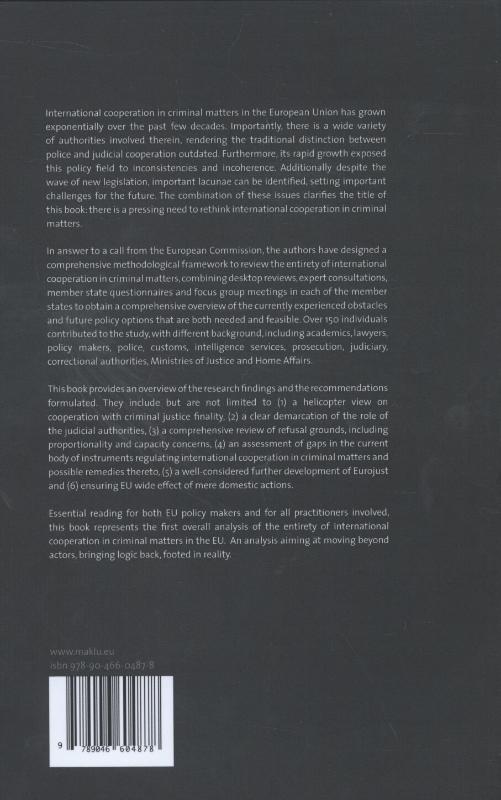 Achterkant van Rethinking international cooperation in criminal matters in the EU