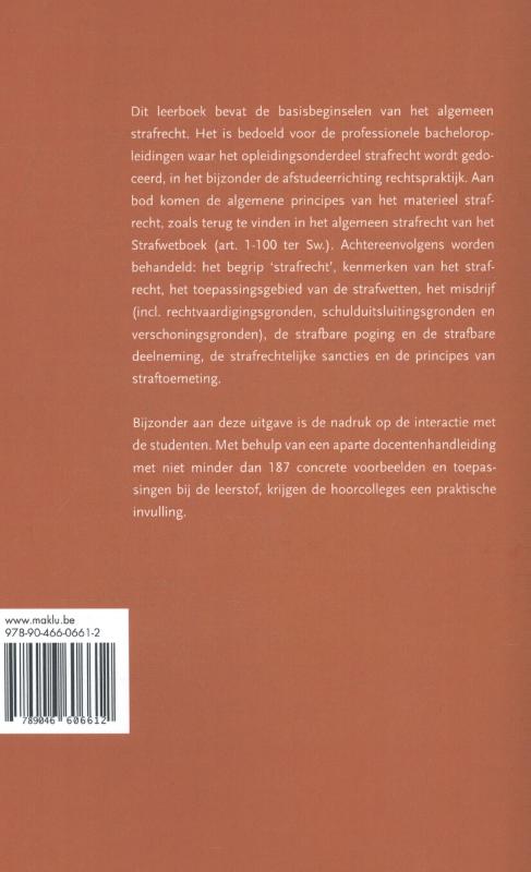 Achterkant van Algemeen strafrecht voor professionele bachelors