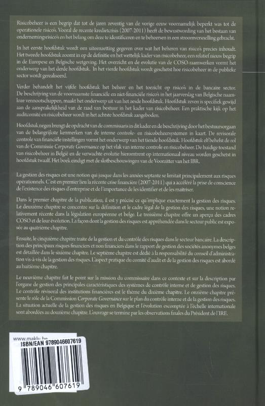 Achterkant van Risicobeheer - Gestion des risques (Reeks ICCI 2015-1)