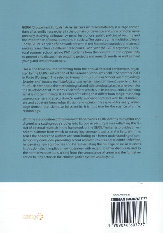 Achterkant van Criminology, security and justice