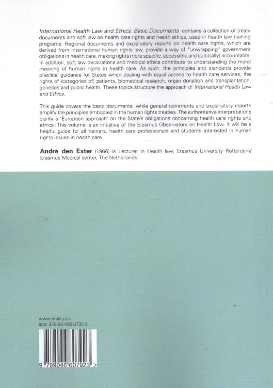 Achterkant van International health law and ethics