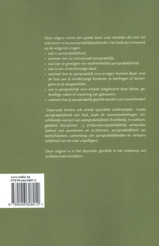 Achterkant van Aansprakelijkheidsrecht - een overzicht