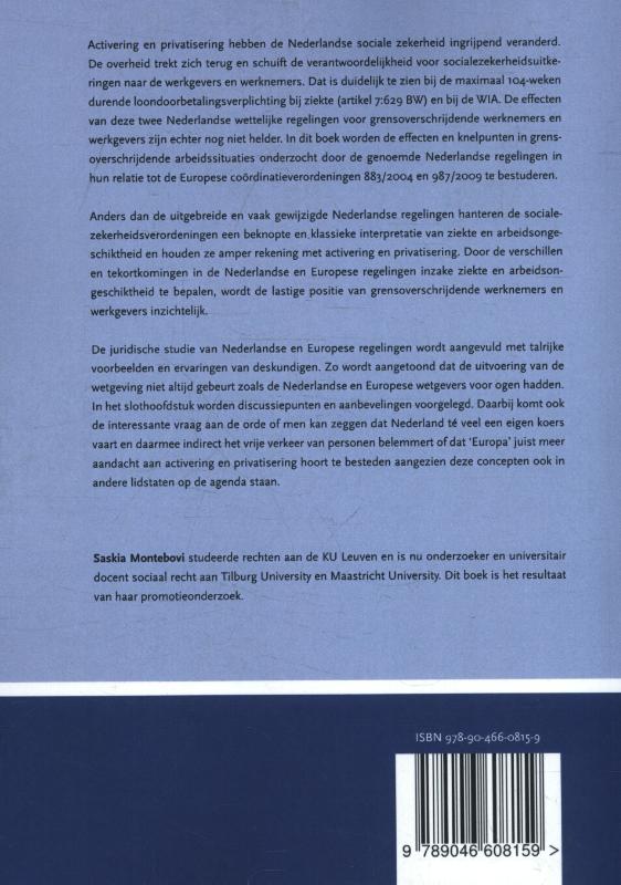 Achterkant van Activering en privatisering in de Nederlandse ziekte- en arbeidsongeschiktheidsregeling in grensoverschrijdende situaties