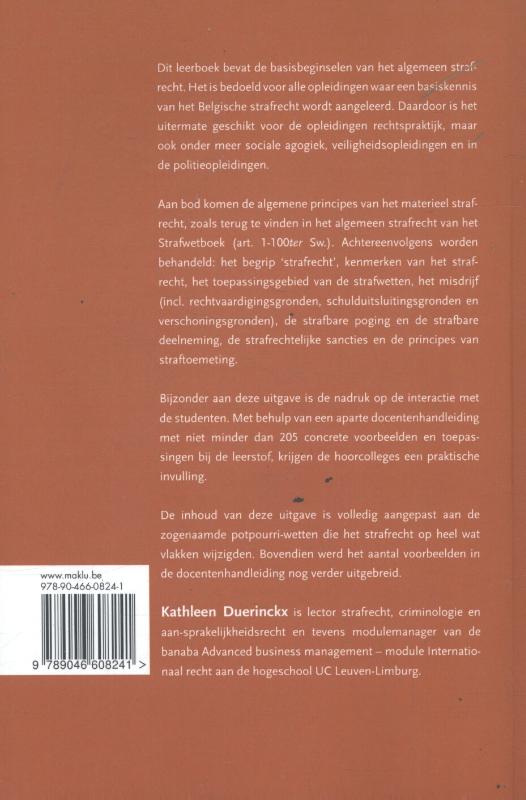 Achterkant van Algemeen strafrecht voor professionele bachelors