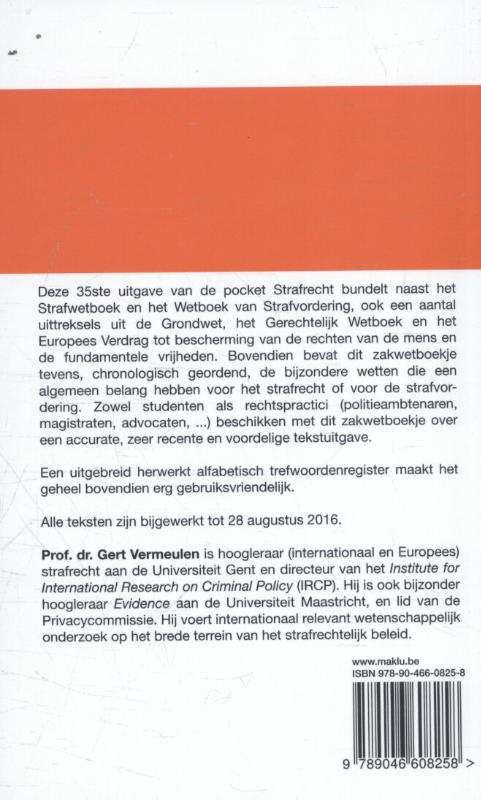 Achterkant van Strafwetboek, wetboek van strafvordering, bijzondere wetten