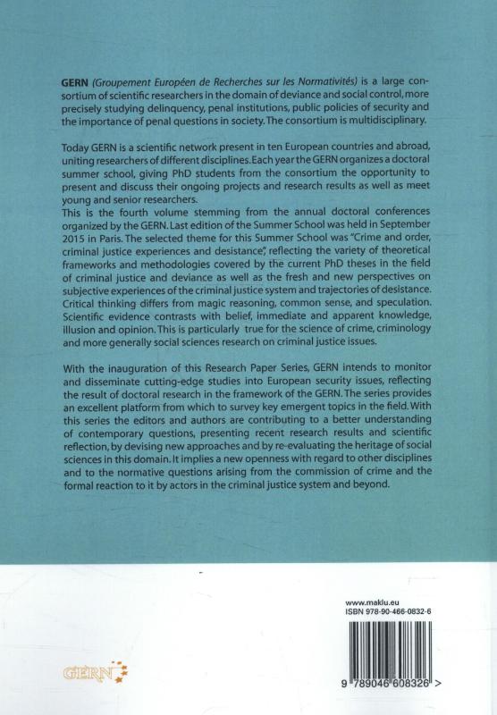 Achterkant van Crime and order, criminal justice experiences and desistance