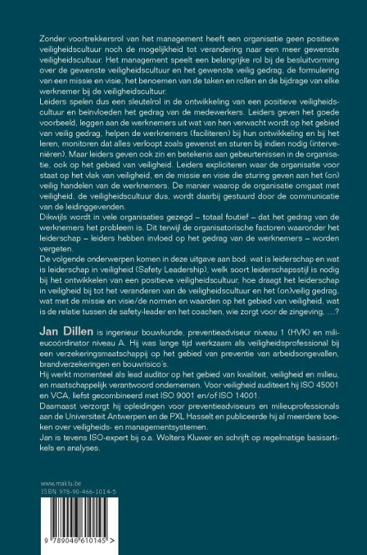 Achterkant van Safety Leadership – Leiders in veiligheid