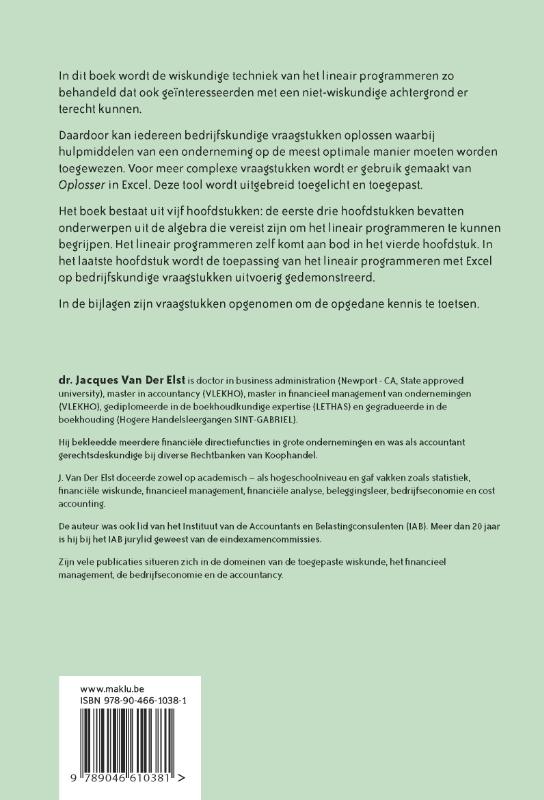 Achterkant van Lineair programmeren voor het management