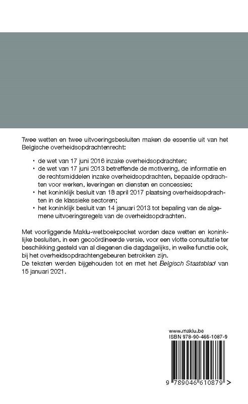 Achterkant van Wetboek Overheidsopdrachten