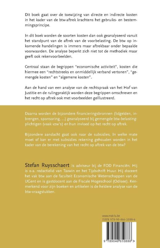 Achterkant van Kostensoorten en btw