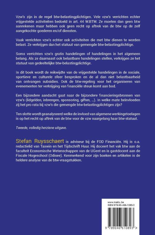 Achterkant van Vzw en btw