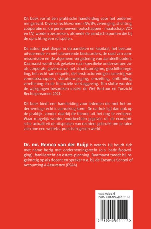 Achterkant van Ondernemingsrecht