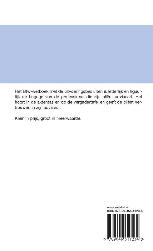 Achterkant van Bronnenboek. Btw-wetboek - Bronnenboeken fiscaliteit