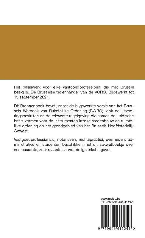 Achterkant van Bronnenboek. Brusselse Codex Ruimtelijke Ordening