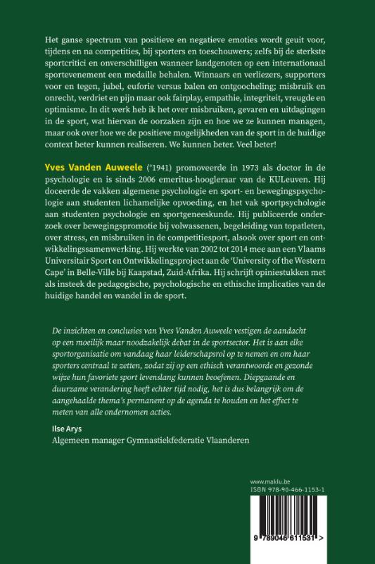 Achterkant van Vreugde en pijn in de sport