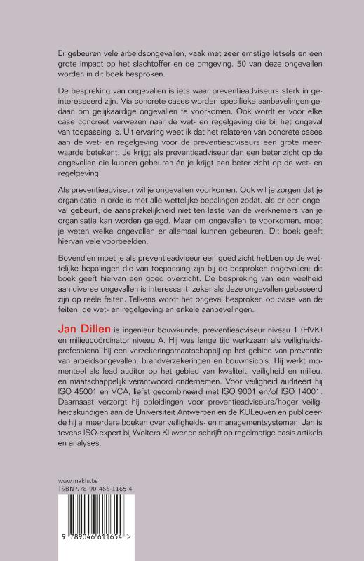 Achterkant van Analyse van 50 arbeidsongevallen