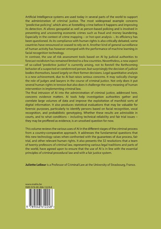 Achterkant van Artificial Intelligence and Administration of Criminal Justice