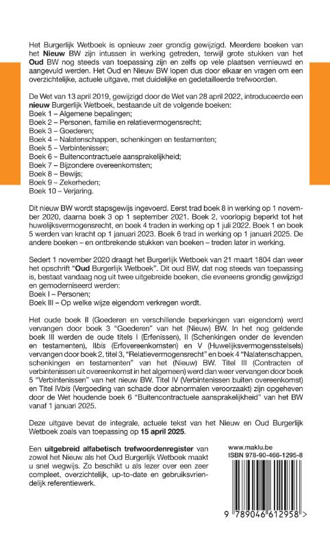 Achterkant van Burgerlijk Wetboek