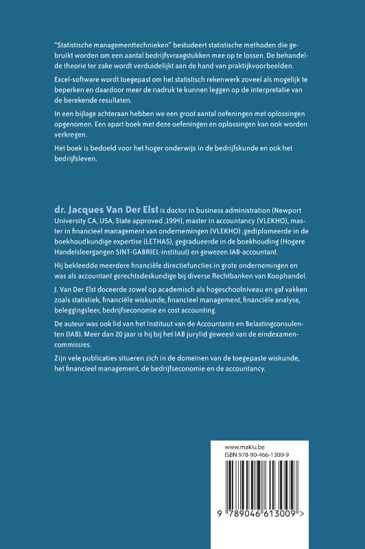 Achterkant van Statistische managementtechnieken