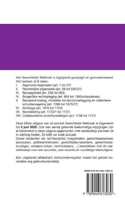 Achterkant van Gerechtelijk wetboek